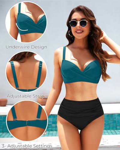 Image of Aqua Eve Women Underwire Bikini Top - Push Up Swimsuit Top Bra Padded Bathing Suit 2026 Twist Front Swimwear