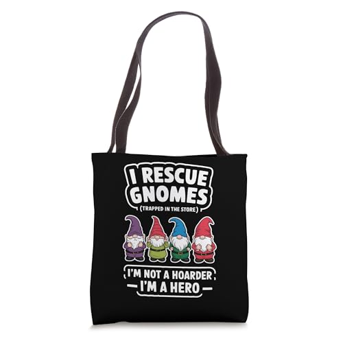 Bolsa tote 'I Rescue Gnomes, Not A Hoarder, A Hero Gardener' para amantes del jardín miniatura 1