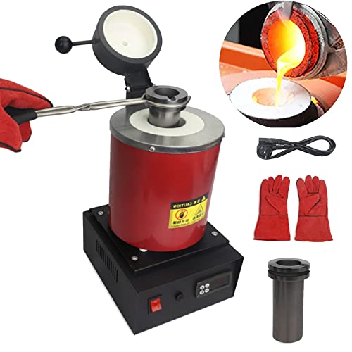 LYDZUSDP Gold Melting Furnace,3 KG Electric Digital Smelting Furnace,1150? /2102 ? Smelter Kiln Kit,Casting Refining Precious Metals Gold Silver Copper Aluminum,Red