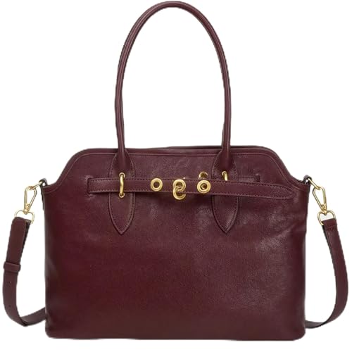 Image of Womens Leather Satchel Handbag, Top Handle Crossbody Purse | Genuine Leather, Structured Satchel, Small or Large, Top Handle, Crossbody Strap, Daily Carry, Work Travel