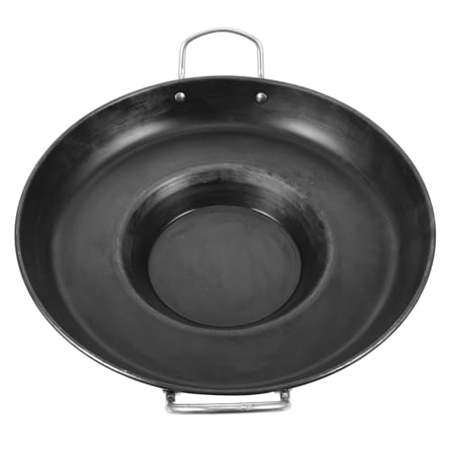 GOOHOCHY Sartén Cóncava de Hierro Fundido 32 Cm, Sartén Multifuncional Antiadherente para Tortillas y Panqueques, Adecuado para Desayuno y Camping