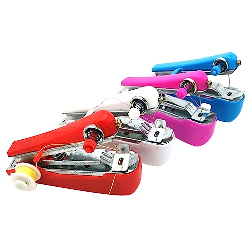 Anneome 4 Piezas Mini Máquina de Coser Portátil para Manualidades y Reparaciones Casa Herramienta de Costura Inalámbrica para Principiantes y Profesionales Azul Blanco Rojo Rosa