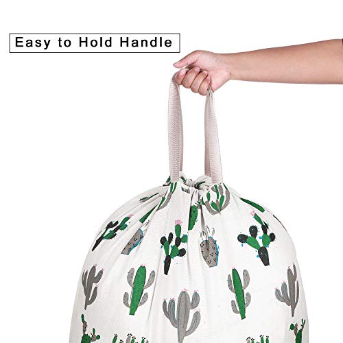 Laundry Bags Extra Large Heavy Duty, Travel Dirty Clothes Bag for Traveling, Laundry Sack with Drawstring Handles, Home College Dorm Room Essentials, Cactus - Image 3