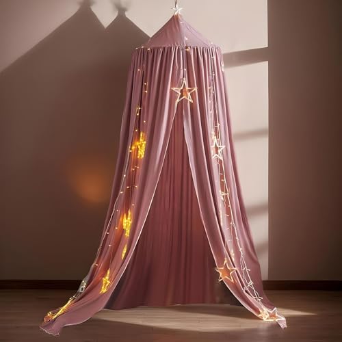 ETUCYNG Cama infantil con dosel, 65 x 270 x 400 cm, poliéster romántico, con forma de peonza, para camas de bebés y adolescentes, para dormitorios de niñas, tiendas de juegos y decoración de