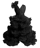 Tianzhihe Girls Pageant Dress Long Puffy Ball Gown Little Flower Girl Dress for Wedding Kid Prom Party Gown Black 8