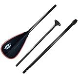 airSUP アルミ・3ピース・パドル for スタンドアップパドルボード SUP air インフレータブル 165-209cm お好みのサイズに長さを調節できる 小判形 (黒ー赤)