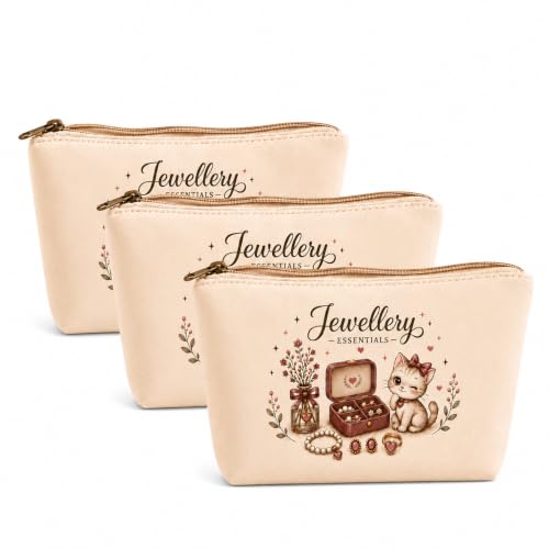 Image of DRUDRAYA Canvas Jewellery Pouch | Printed Storage Zipper Bag, Pack of 3