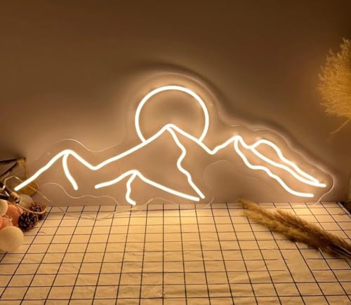 Image of Mountain Neon Signs for Wall Decor Men LED Light Signs For Bedroom Wall LED Wall Sign for Home Party Wedding Christmas Decorations USB Powered(Warm White)