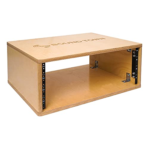 Image of Sound Town DIY 4U Studio Rack with Baltic Birch Plywood, Golden Oak, Assembly Required (SDRK-Y4)