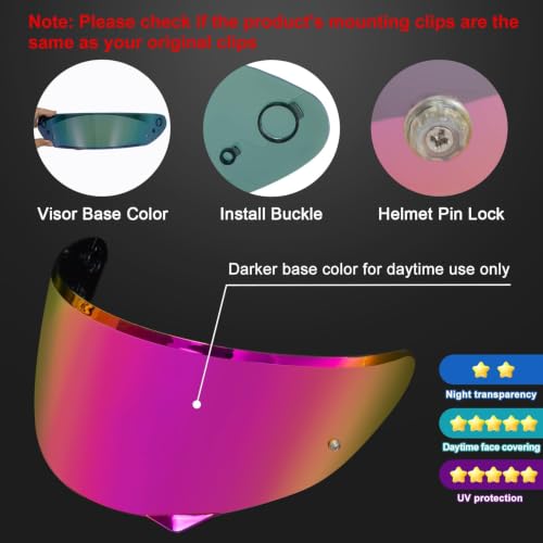 Image of PSLER Shatterproof Motorcycle Helmet Visor for HJ-34P C10,Deep Red Rose | Impact-Resistant,UV400 Protection, Motorcycle Tinted Face Shield for HJ-34P C10,Visor Replacement