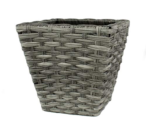 DARO DEKO Rattan Blumentopf eckig S - 24 x 24cm - 1 Stück grau