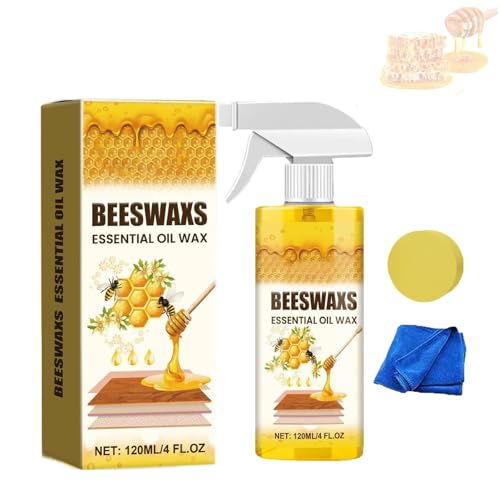 Bienenwachs Holzpolitur Spray - Natürliche Holzpflege & Möbelpolitur für Massivholz Beeswax Wood Polish Spray Kratzerreparatur und Auffrischungsspray inkl. Schwammn & Tuch (1PC)