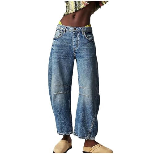 Fuliley Barrel Jeans Women High Waist Baggy Ankle Boyfriend Loose Casual Denim Pants Y2k Streetwear Trousers2