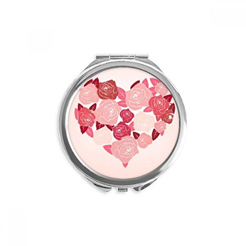 Miroir en forme de coeur portable maquillage de poche rond multicolore