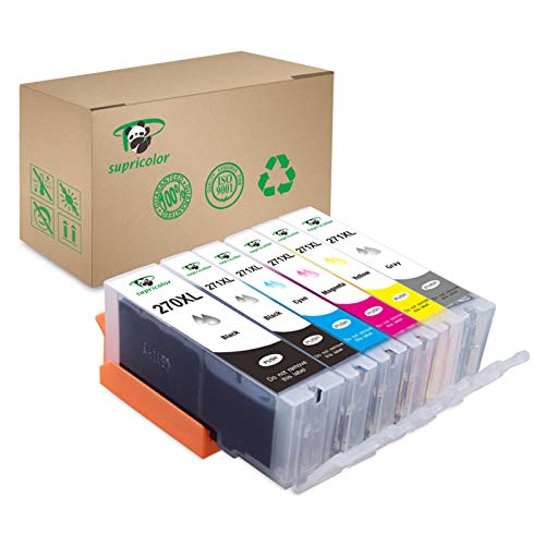 Supricolor PGI-270XL CLI-271XL Ink Cartridges, 6-Pack High Yield Pgi 270 Cli 271 Ink Compatible with PIXMA TS8020 PIXMA TS9020 PIXMA MG7720 Printer (with Gray)