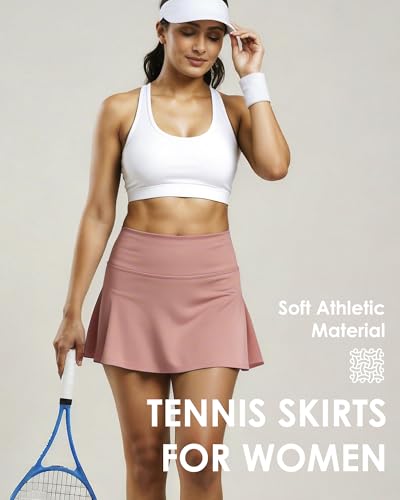 Women Tennis Workout Skorts High Waisted Athletic Skirts with Inner Shorts Pockets, Lightweight Golf Running Skirt - Image 5