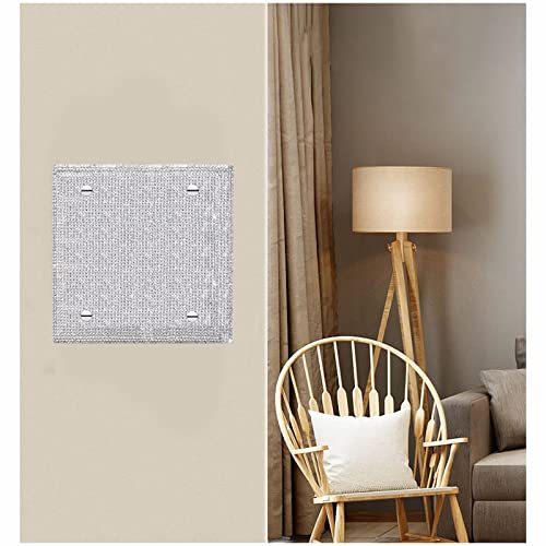 Image of Shiny Silver Rhinestones Light Switch Cover Blank Wall Plates Cover Double Toggle Wall Plate Toggle Light Switch Cover Rhinestones Outlet Covers Wall Plate