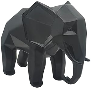 HOWFIELD Home Decor Abstract Elephant Sculpture – Modern Geometric Elephant Resin Statues Accessories Crafts Sculpture Ornaments (Black)
