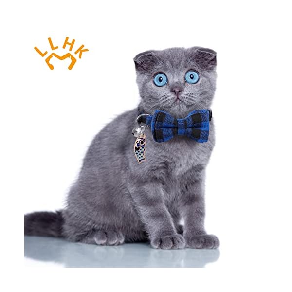 Llhk 4 pack small fish cat collars with bow tie and bell,personalized breakaway kitten collar for girl boy cats,adjustable 7-12inch,cute for kitty kitten adult cats,pet supplies,stuff,accessories - image 9