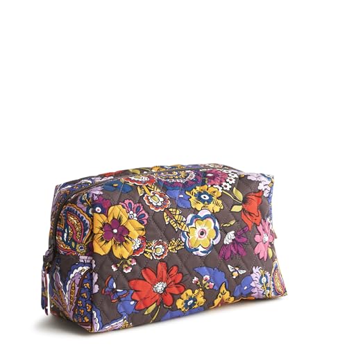 Vera Bradley Women's Premium Cotton Large Cosmetic, Colorful Bouquet, One Size