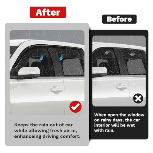Image of Canvcle Window Visors Rain Guards for 2023-2025 2026 Honda Pilot LX Sport EX-L TrailSport Touring Elite Accessories, Outside-Mount Tape-On Side Window Wind Deflectors Vent Visors Shades Rainproof 4PCS