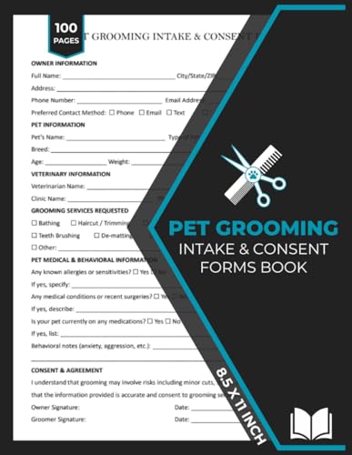 Pet Grooming Intake & Consent Forms Book: Dog & Cat Grooming Registration Form | New Client Intake Sheets for Pet Grooming Business | 50 Forms image 2