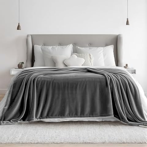 LaSyL Fleece Blanket King 90"x108" Grey - 300GSM Soft Cozy Plush Fuzzy Flannel Bed Blanket - Lightweight Anti-Static Microfiber Blanket for Couch, Bed, Sofa Cover