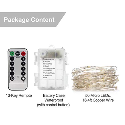 Buways Fairy Lights,2-Pack Battery Operated Waterproof Cool White 50 Led Fairy String Lights,16.4Ft Silver Wire Light With Remote Control For Christmas Parties,Garden And Home Decoration #TOP6