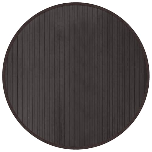 Alfombra redonda de bambú de 100 cm, antideslizante, color marrón oscuro, para interiores y exteriores, sala de estar, camping y decoración del hogar, alfombra ecológica