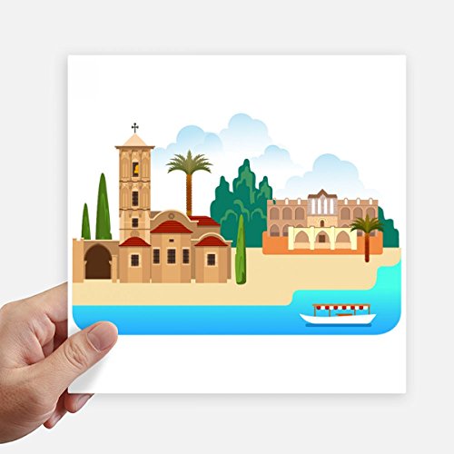 Autocollant Chypre grand format 20cm sticker carré multicolore pour mur et valise - 2