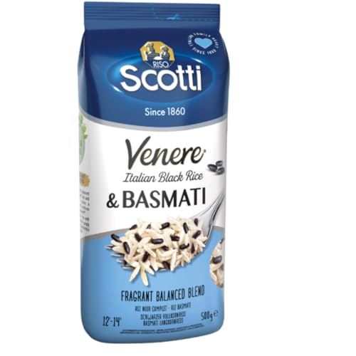 Black Grain Rice, 1.1 lbs (500g), Product of Italy, Riso Scotti, Venere, Premium Quality Whole Grain Rice, Wheat Free, Ancient Whole Wild Grain, (500 g (1.1 lbs),