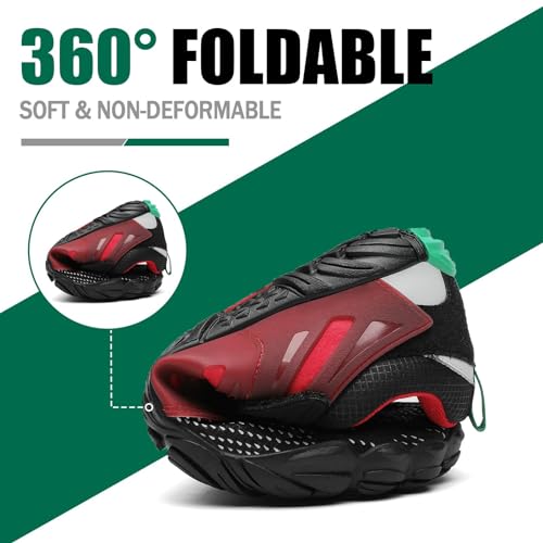 Foto von SAGUARO Barfußschuhe Herren Barfussschuhe Damen Barfuss Schuhe Zehenschuhe Outdoor Fitnessschuhe rutschfest Traillaufschuhe Barefoot Shoes mit Zero-Drop Solhe Dunkelrot, Gr.39 EU