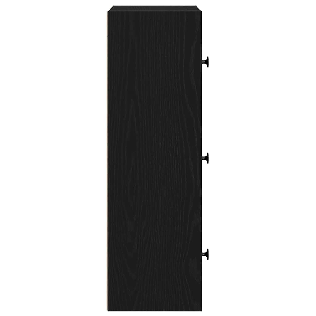 Générique Bücherregal, Eiche, Schwarz, 40 x 24 x 77 cm, Holz | Wendbare Tür, mehrere Regale, geschlossene Aufbewahrung, einfache Reinigung mit feuchtem Tuch