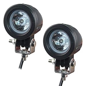 Phare LED Moto, EKLAMP 2inch 10W LED Phares de Travail Projecteur,Phare de Travail à LED, Feux Additionnels Moto, 3600LM 6500K 12V IP68 for ATV, LED Moto (2Pcs) (Black, 2″ Round)