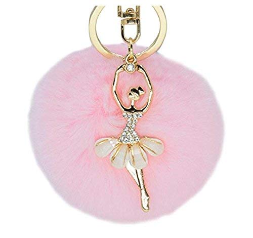 GenericFashion Lovely Rhinestone Women Soft Ball Ballerina Keychain Key Ring Adorable Quality and Practical