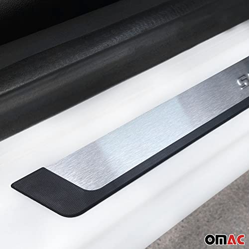 Omac Automotive Interior Accessories Stainless Steel Chrome Door Sill Cover | Car Door Entry Guards | Panel Step Protector Flexible Trim Scuff Cover Fits Honda Ridgeline 2008-2023 #TOP3