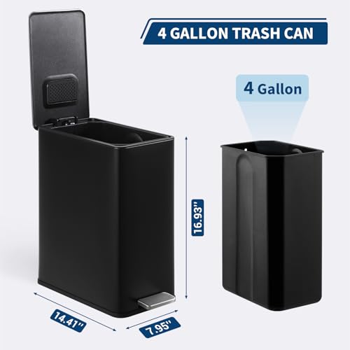 Caneca de basura rectangular acero inoxidable 15L miniatura 2