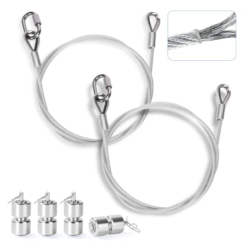 Atesilor 2Pcs Upgraded Vinyl Coated Stainless Steel Lift Cable Compatible with Gorilla Lift Trailer Gate Assist with EZ Spring Clips with 4Pcs Silvery Aluminum Alloy Rollers Pins Washers