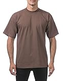 Pro Club Men's Heavyweight Cotton Short Sleeve Crew Neck T-Shirt, Brown, X-Large