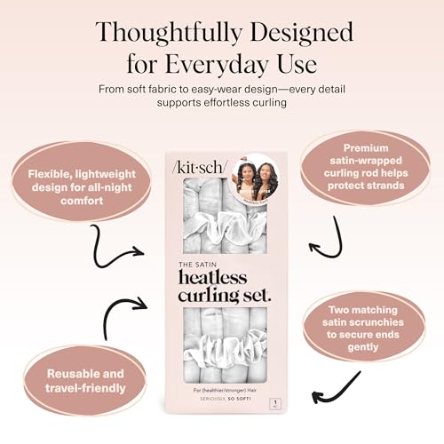 image for Kitsch Satin Heatless Curling Set – Heatless Curls Overnight with 34