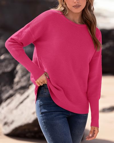 BTFBM Fall Sweaters for Women 2025 Casual Long Sleeve Sweater Striped Loose Fit Pullover Tops