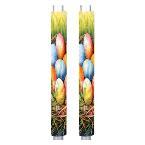 Image of Pardick Refrigerator Door Handle Covers Set of 2 Easter Colorful Egg Grass Washable Fridge Dishwasher Mocrowave Oven Door Decor Protector Handle Cover Keep Your Kitchen Appliance Clean