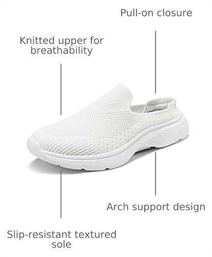 DREAM PAIRS DREAM PAIRS Womens Slip On Lightweight Mules Sneakers,White,6.5