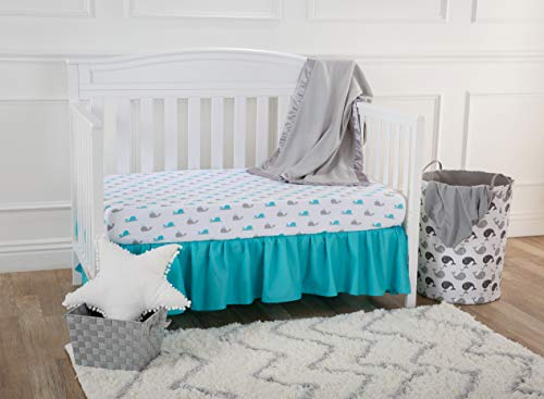 Image of TL Care Cotton Fitted Crib Sheet 52x28 inch, Aqua Whale | 100% Natural Cotton Crib and Toddler Bed Sheets, Soft, Breathable & Hypoallergenic, Gentle on Skin, Neutral for Boys & Girls