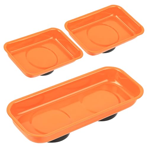 3 Pcs Bandejas Magnéticas para Tuercas y Tornillos, Bandeja Magnética de Acero Inoxidable para Piezas Herramientas Taller Mecanico Brocas Herramientas Metálicas(9,5 x 6,5 x 2,5 cm,15 x 6,5 x 2,7 cm)