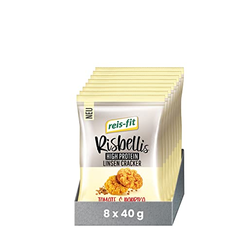 reis-fit Risbellis High Protein Linsen-Cracker 8x40g, kalorienarmer Snack vegan & glutenfrei