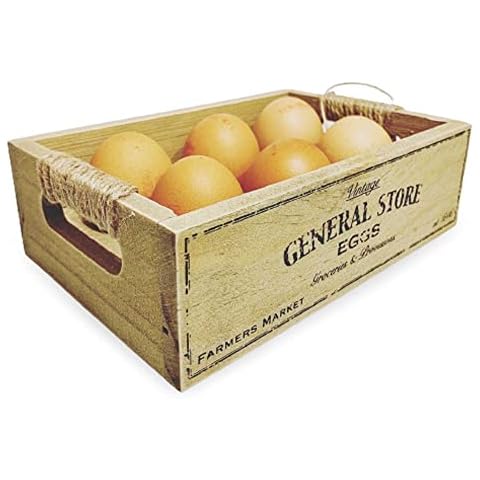 Wooden Egg Holder | Egg Storage Tray Holds 6 Eggs | Country Style Kitchen Inspired | Wooden Vintage Rustic Looking Egg Container | Egg Holder for a Modern Kitchen | Gift Idea For Family and Friends Cover