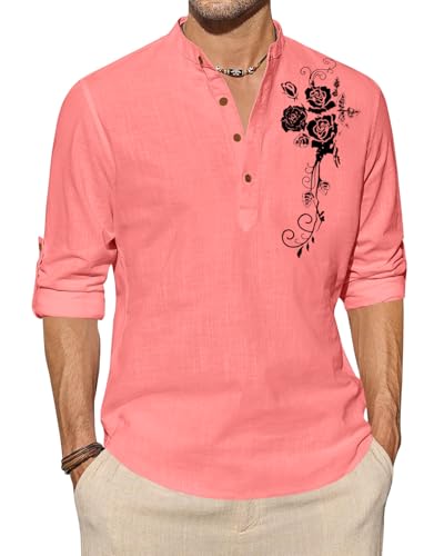 Image of Zombom Men's Cotton Polyester Blend Mandarin Collar Self One Design Printed Full Sleeve Casual Short Kurta