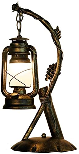 Lampe de bureau rétro en fer forgé style kérosène pour hôtel et étude