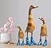 Produktbild Rikmani - Holzfigur Ente Stiefel Absätze Blau Geblümt - Handgefertigte Dekoration aus Holz Geschenk Figur Set